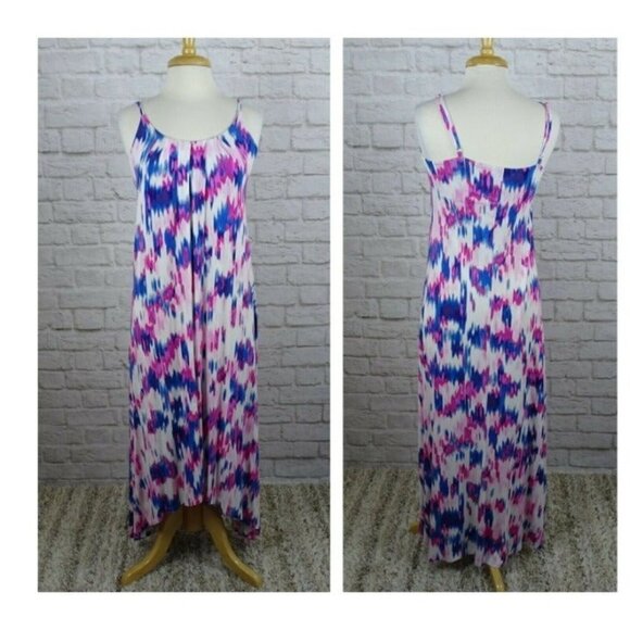 New Cynthia Rowley Waterfall Hi Lo Maxi Dress Spaghetti Strap Stretch Boho XS - Picture 1 of 12
